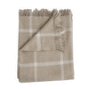 Merino wool throw light tan oatmeal windowpane squares fringe Evangeline Linens