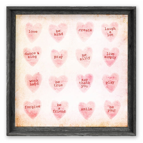 Designer Framed Canvas Art, USA-Made: Candy Hearts Pink | BSEID