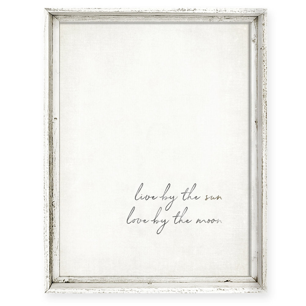 wall art recycled wood frame love by the sun love by the moon