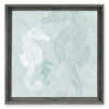 wall art seahorse coastal framed wood green