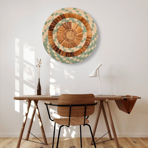 oversized wall hanging raffia round plate