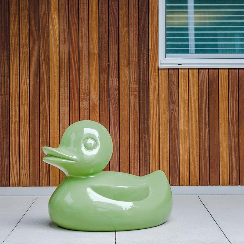 green fiberglass duck large oversized sculpture