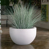 planter white fiberglass round satin finish