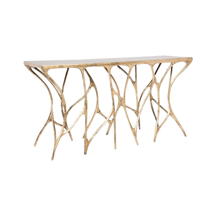 gold console table leaf