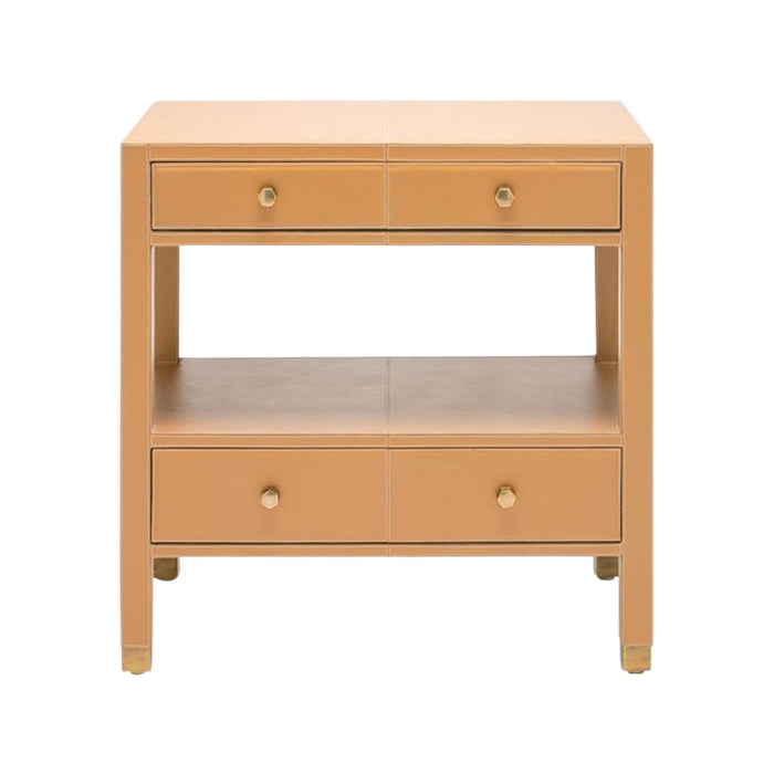 tan leather nightstand