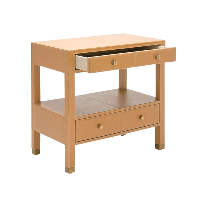 tan leather nightstand