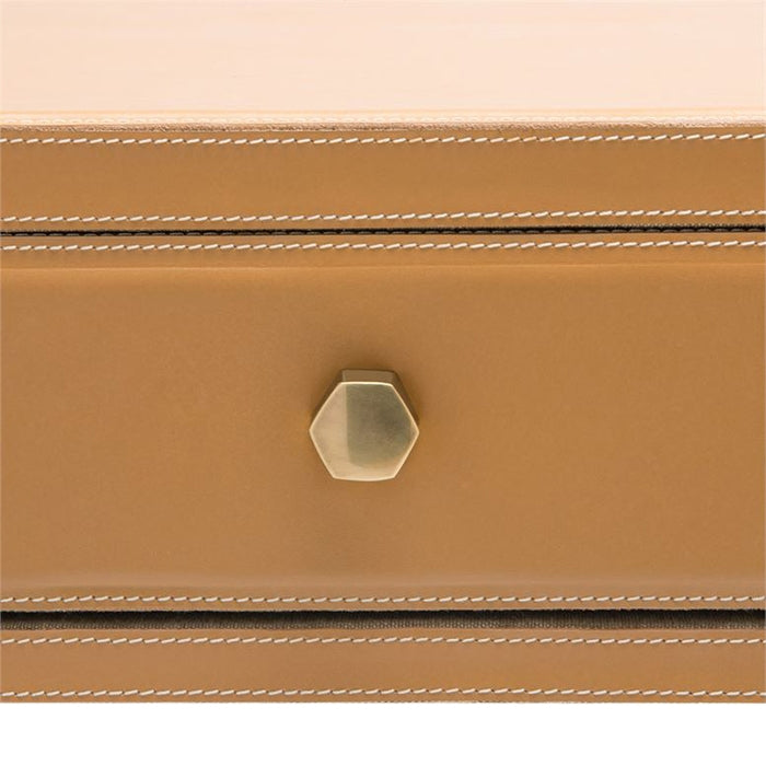 tan leather nightstand