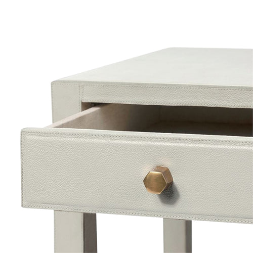 gray leather nightstand