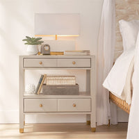 gray leather nightstand