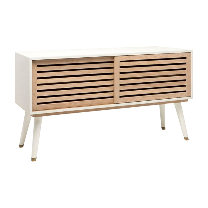 white faux raffia buffet