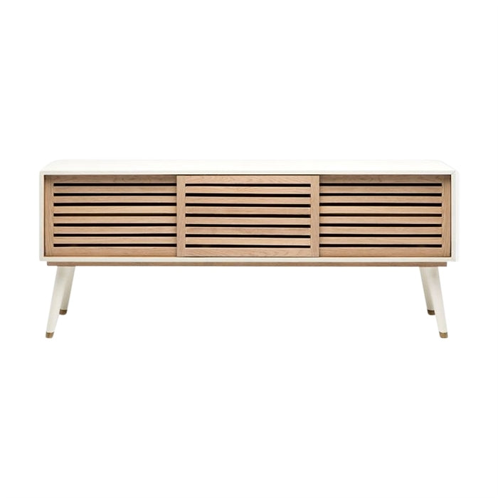 white faux raffia buffet