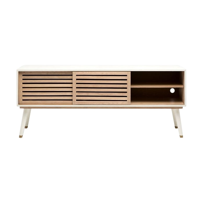 white faux raffia buffet
