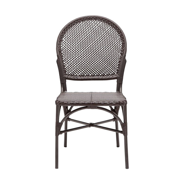 brown faux rattan side chair