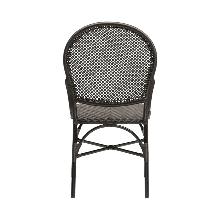 brown faux rattan side chair