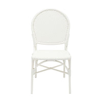 white faux rattan side chair