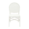 white faux rattan side chair