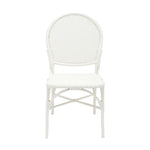 white faux rattan side chair