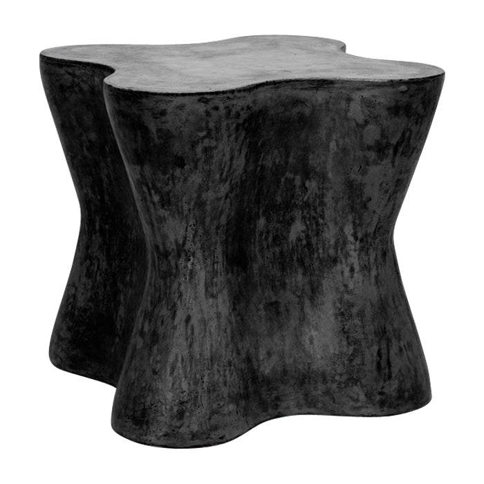 raw concrete tree trunk shaped side table