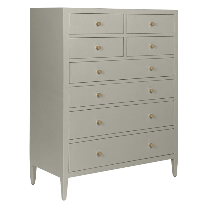 tall dresser 8-drawers soft-close light gray faux linen