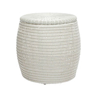 brown rattan side table round
