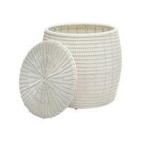 brown rattan side table round