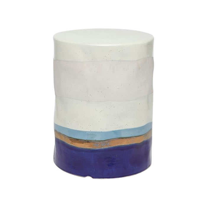 round artisan ceramic stool