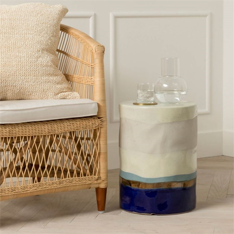round artisan ceramic stool