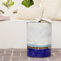 round artisan ceramic stool