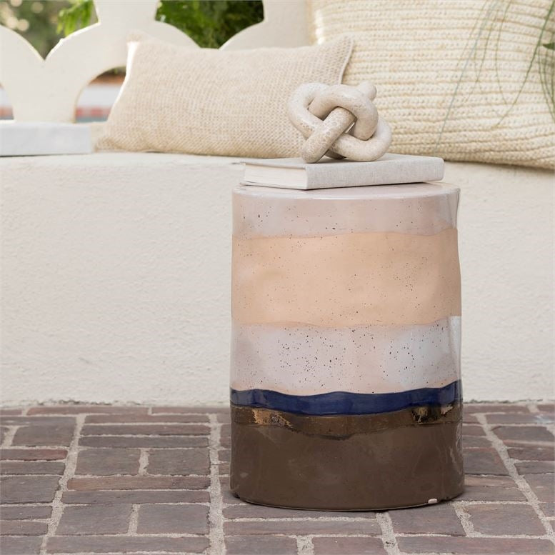 round artisan ceramic stool