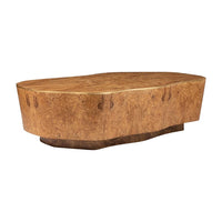 organic shape abstract coffee table gold faux raffia burl wood veneer