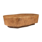 organic shape abstract coffee table gold faux raffia burl wood veneer