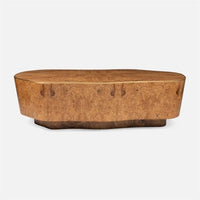organic shape abstract coffee table gold faux raffia burl wood veneer