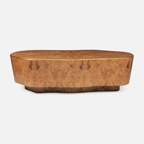 organic shape abstract coffee table gold faux raffia burl wood veneer