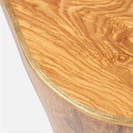 organic shape abstract coffee table gold faux raffia burl wood veneer