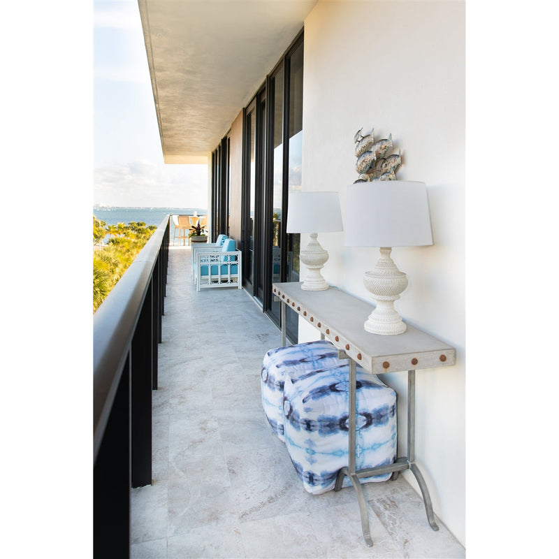 metal concrete studded console table