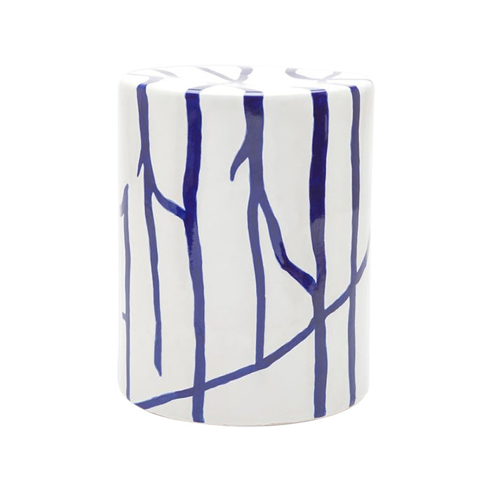 white blue ceramic stool
