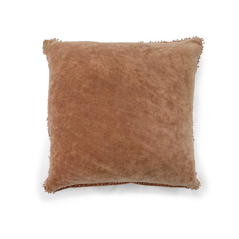 fawn velvet pillow pom poms square