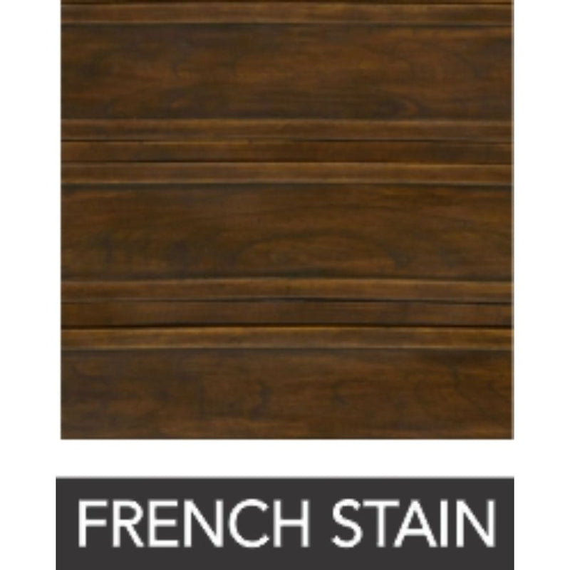 Wood panel with a dark stain finish labeled "French Stain," perfect for complementing your Phillips Scott Warren Square Coffee Table or custom finishing projects.