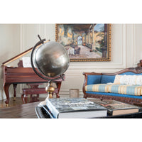 dark gray metal globe axis rustic gold finished base