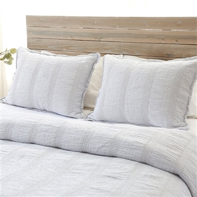 light grey matelasse vertical woven rows blanket pillow shams