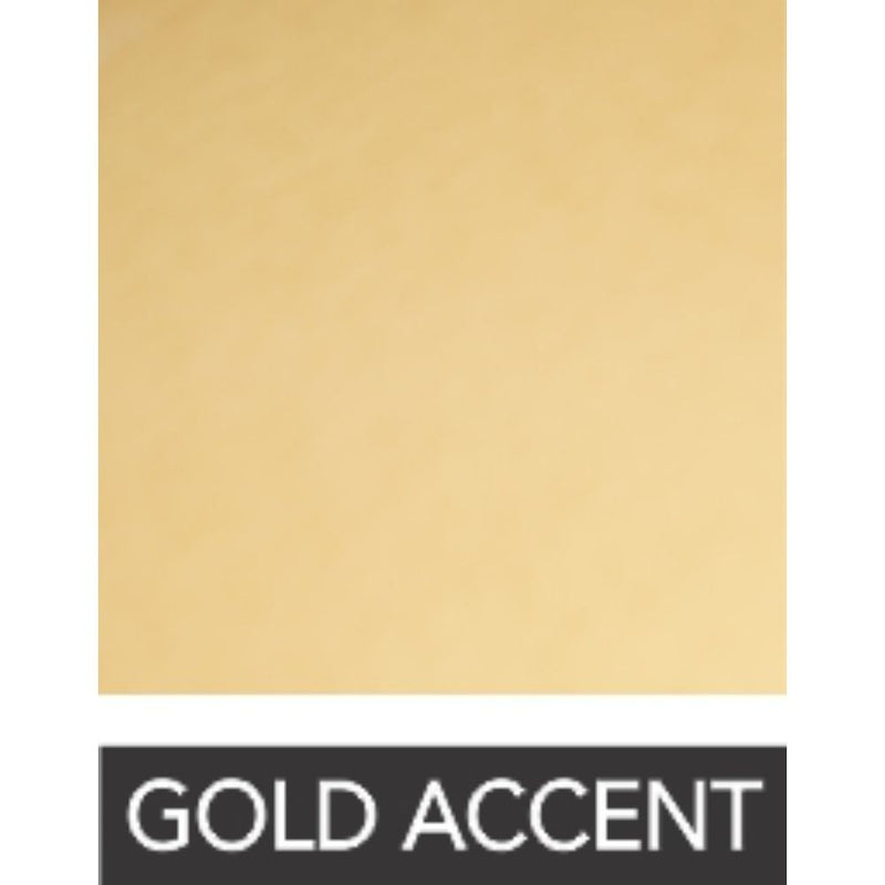 A solid gold-colored square with "Gold Accent" boldly printed below in black text offers a customizable touch to your dining space, beautifully hand finished to perfection. This piece is the Cavalier Round Dining Table - 72" by Phillips Scott, featuring various finish and accent options.