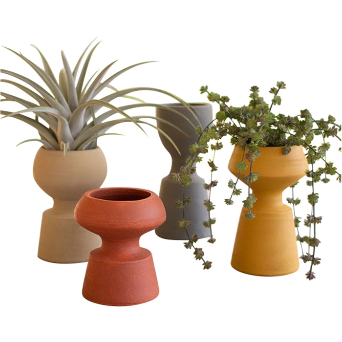 set 4 colorful terracotta pots