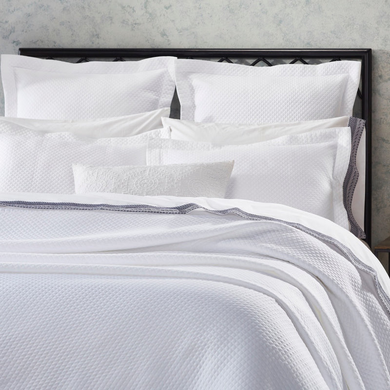 cotton textured coverlet sham white matelasse pattern