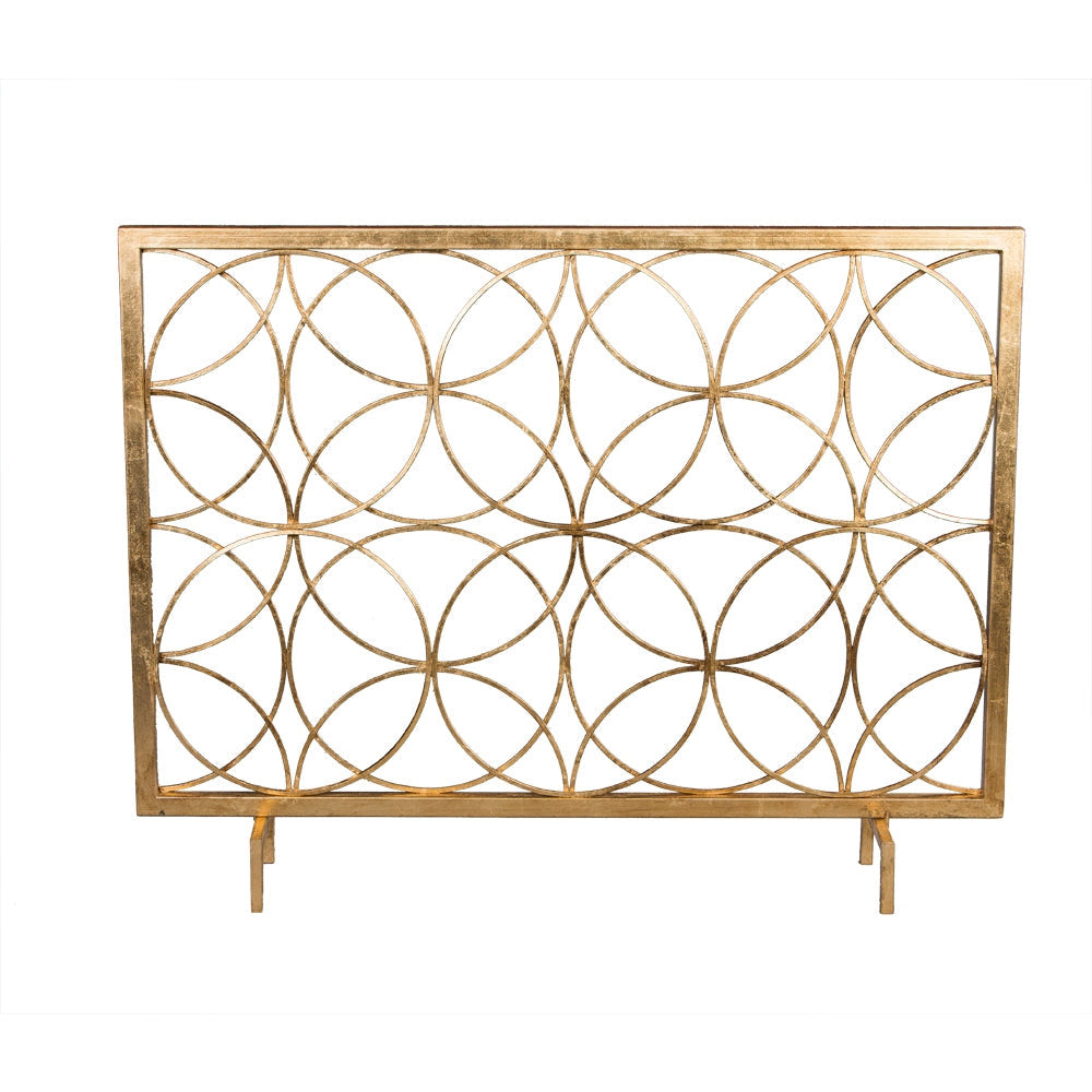 fireplace screen gold circles contemporary modern geometric