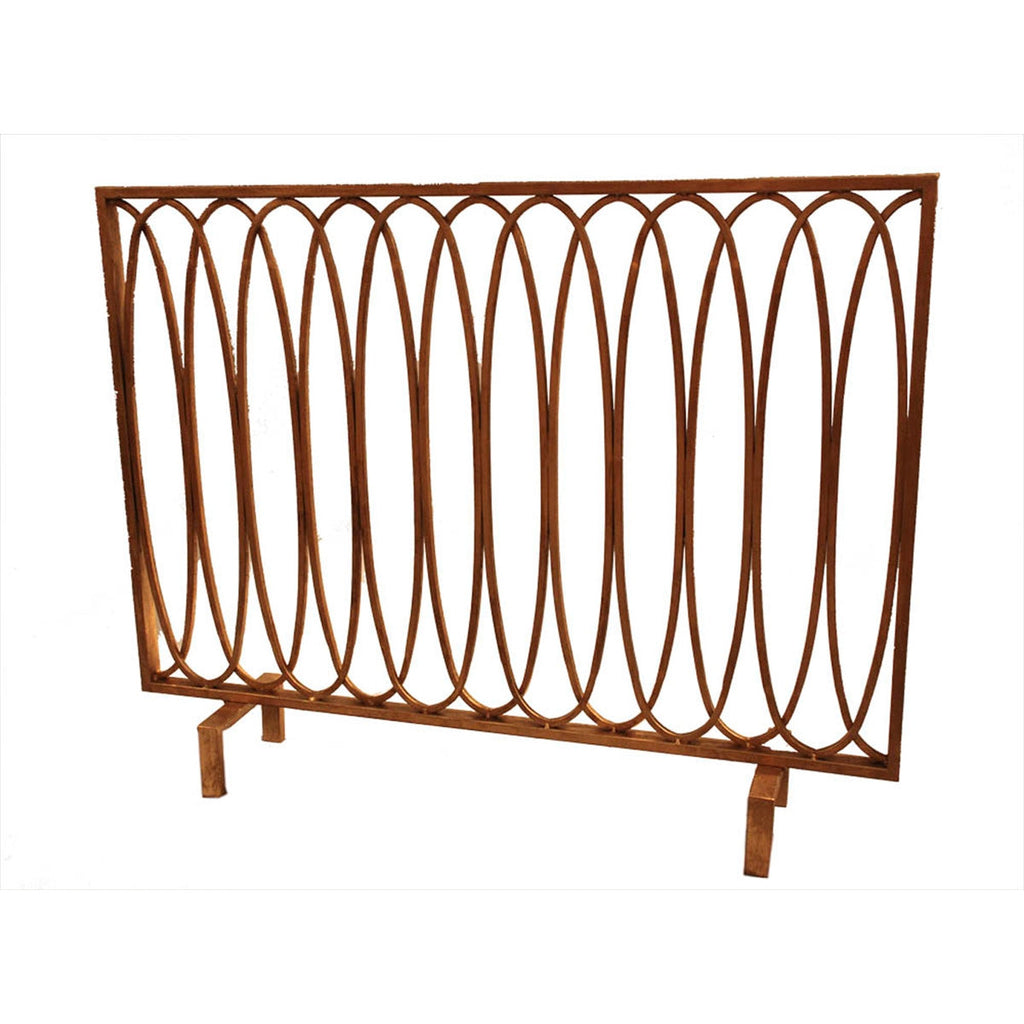 antique gold iron ovals fireplace screen