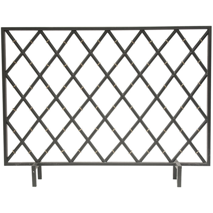 fireplace screen black iron bamboo diamond