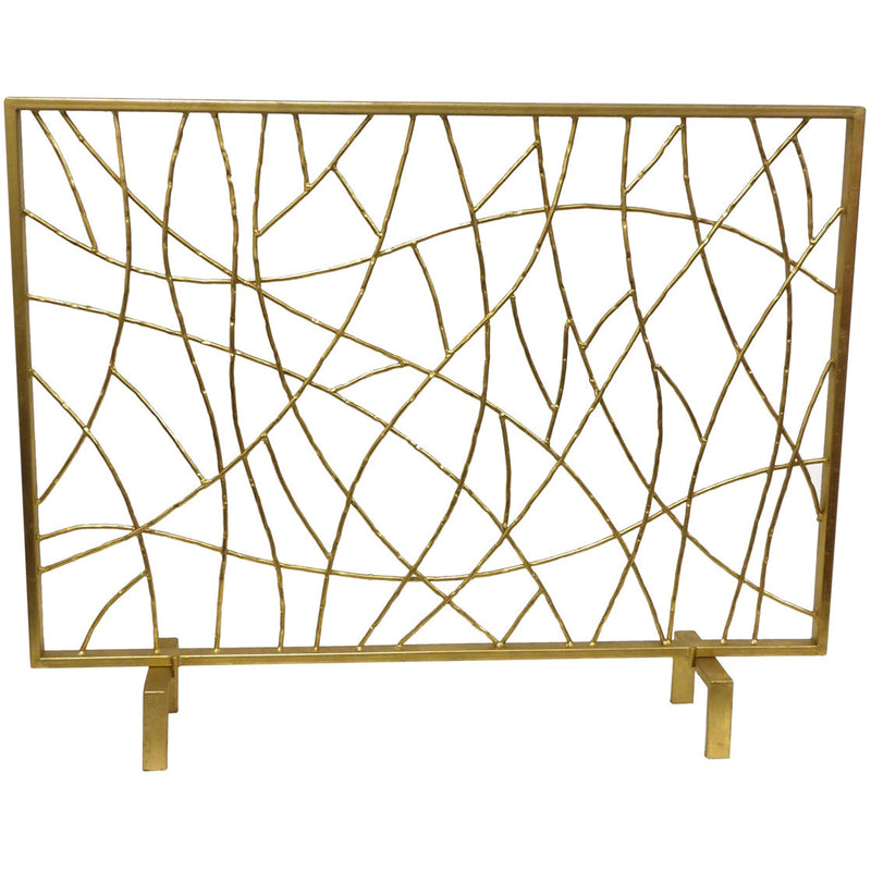 Dessau Home fireplace screen no mesh twigs gold contemporary modern iron