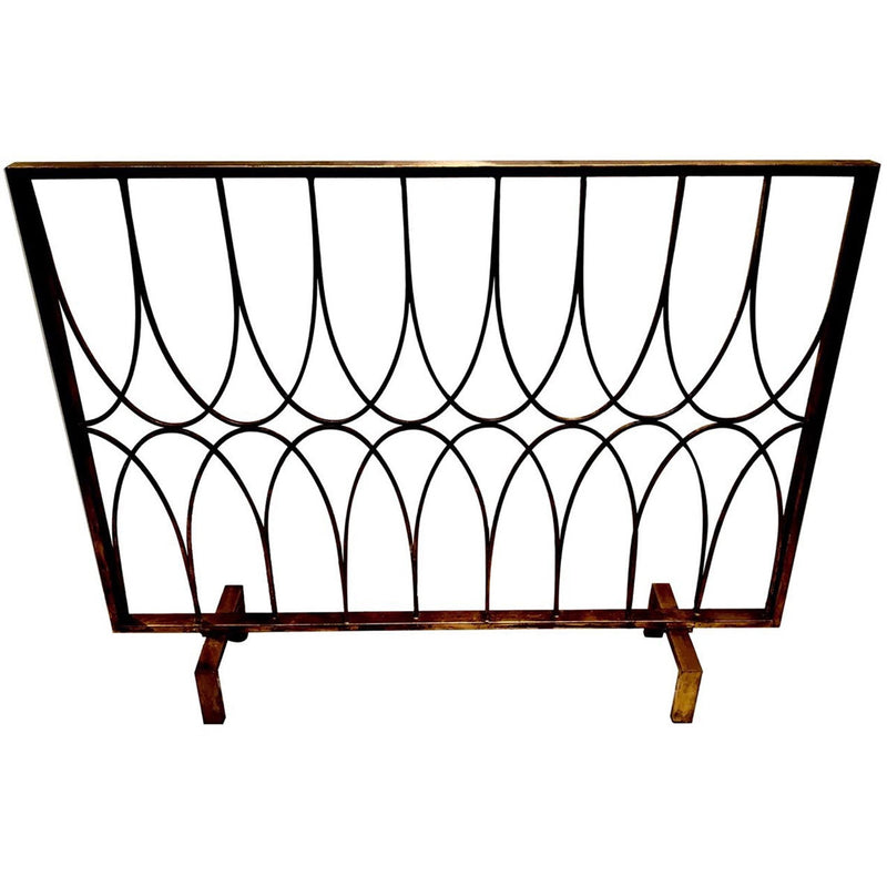 black bronze contemporary iron loops fireplace screen
