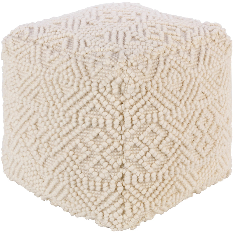 pouf square cream knotted