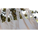 hand loomed hammock chair hanging cotton natural neutral knotted wood